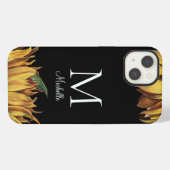 Etui iPhone 13 Nom du monogramme de tournesol (Verso Horizontal)