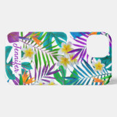 Etui iPhone 13 Nom du monogramme du paradis tropical (Verso Horizontal)
