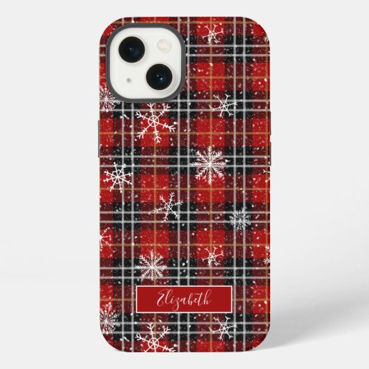 Etui iPhone 13 Nom du script des flocons de neige plaqués hiver (Verso)