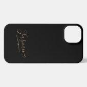 Etui iPhone 13 Nom du script féminin en or noir moderne (Verso Horizontal)