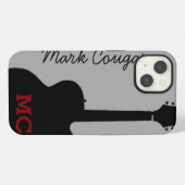 Etui iPhone 13 nom fait sur commande et guitare noire de roche (Verso Horizontal)