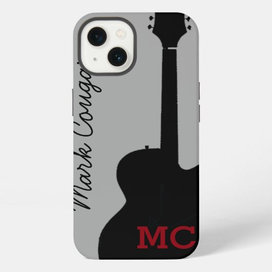 Etui iPhone 13 nom fait sur commande et guitare noire de roche (Verso)