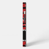Etui iPhone 13 Nom gymnastique rouge paillettes rayures zèbre (Côté gauche)