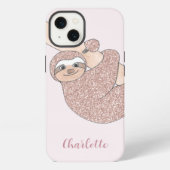 Etui iPhone 13 Nom Monogram Rose Sloth (Verso)