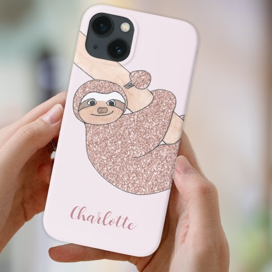 Etui iPhone 13 Nom Monogram Rose Sloth