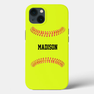 Etui iPhone 13 Nom, nom ou texte du joueur de softball personnali