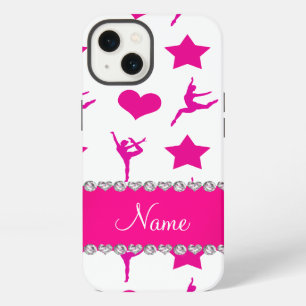 Etui iPhone 13 Nom personnalisé blanc rose gymnastique étoiles cœ