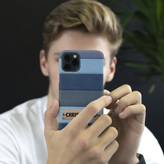 Etui iPhone 13 Nom personnalisé moderne denim étiquette de nom