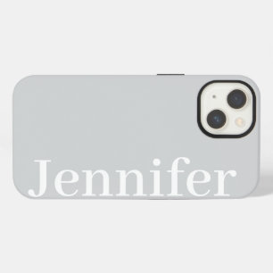 Etui iPhone 13 Nom personnalisé simple et élégant gris clair