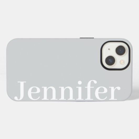 Etui iPhone 13 Nom personnalisé simple et élégant gris clair (Verso Horizontal)