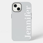 Etui iPhone 13 Nom personnalisé simple et élégant gris clair (Verso)