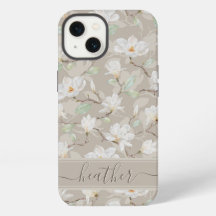 Nom personnalisé tiré Magnolia blanc sur le beige