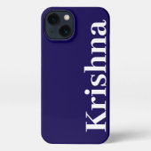 Etui iPhone 13 Nom simple Monogramme minimal moderne bleu foncé (Verso)