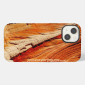 Etui iPhone 13 Nom sud-ouest robuste Brown Tan Abstrait (Verso Horizontal)
