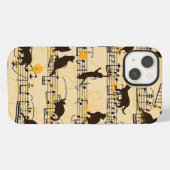 Etui iPhone 13 Notes de musique et chatons (Verso Horizontal)