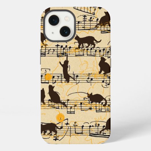 Etui iPhone 13 Notes de musique et chatons (Verso)