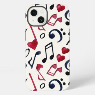 Etui iPhone 13 Notes de musique & symboles Noir & Blanc
