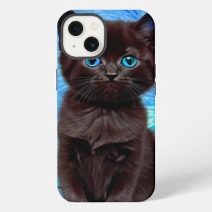 Etui iPhone 13 Nuit étoilée de Van Gogh Chat noir