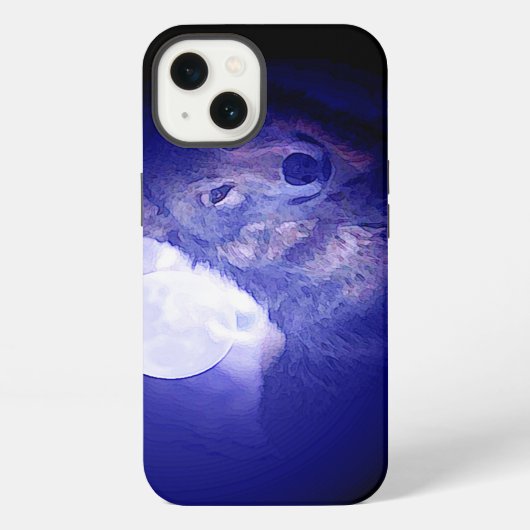 Etui iPhone 13 Nuit loup et bleu (Verso)