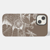 Etui iPhone 13 Nymphéas brun graphique (Verso Horizontal)