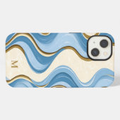Etui iPhone 13 Oceanic Summer Waves Minimalistic With Initial (Verso Horizontal)