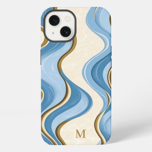 Etui iPhone 13 Oceanic Summer Waves Minimalistic With Initial (Verso)
