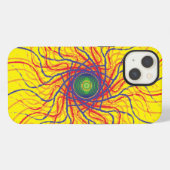 Etui iPhone 13 Œil d'araignée / Fond jaune vif (Verso Horizontal)