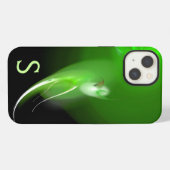 ETUI iPhone 13 OISEAU CLAIR, MONOGRAMME ABSTRAIT VERT NOIR (Verso Horizontal)