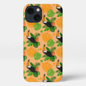 Etui iPhone 13 Oiseau tropical Toucan Motif sans couture (Verso)