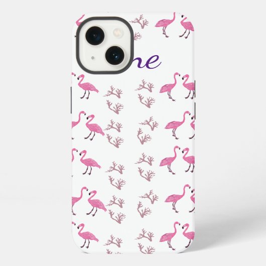 Etui iPhone 13 Oiseaux Flamants roses (Verso)