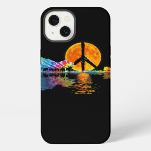 Etui iPhone 13 Ombre du lac de guitare Paix Amour Guitare Hippie