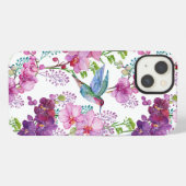Etui iPhone 13 Orchidées avec colibri (Verso Horizontal)