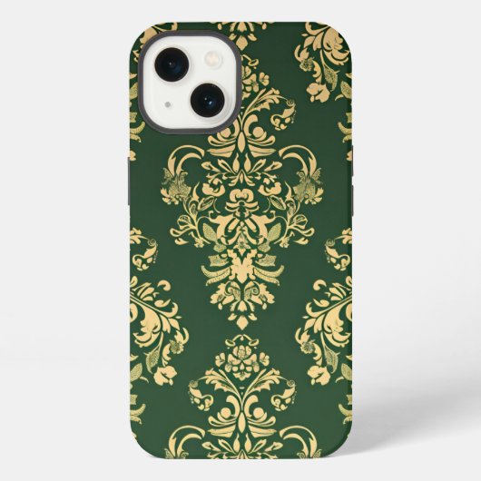 Etui iPhone 13 Ornementation rococo verte classique (Verso)