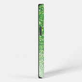 Etui iPhone 13 Paillettes Vertes Féminines Monogramme Script Nom (Côté droit)