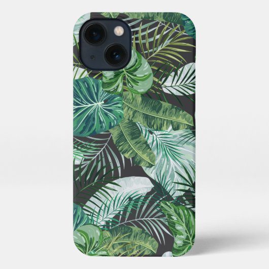 Etui iPhone 13 Palm Botanique Tropical Feuille Motif (Verso)