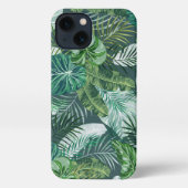 Etui iPhone 13 Palm Botanique Tropical Feuille Motif (Verso)