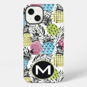Etui iPhone 13 Palmier Grunge Ananas Monogramme