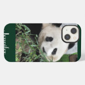 Etui iPhone 13 Panda Géant, Arrière - plan Vert foncé, Nom, (Verso Horizontal)