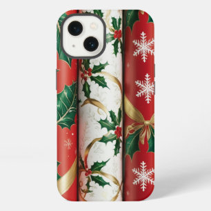 Etui iPhone 13 Papier d'emballage cadeau de Noël vintage