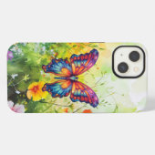 Etui iPhone 13 Papillon Bleu Orange ailes (Verso Horizontal)