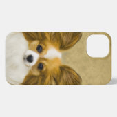 Etui iPhone 13 Papillon (Hound Tri) Peinture - Art Chien original (Verso Horizontal)