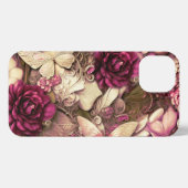 Etui iPhone 13 Papillons Et Roses De Collage Décoratifs (Verso Horizontal)