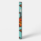 Etui iPhone 13 Papillons monarques motif sarcelle clair monogramm (Côté gauche)