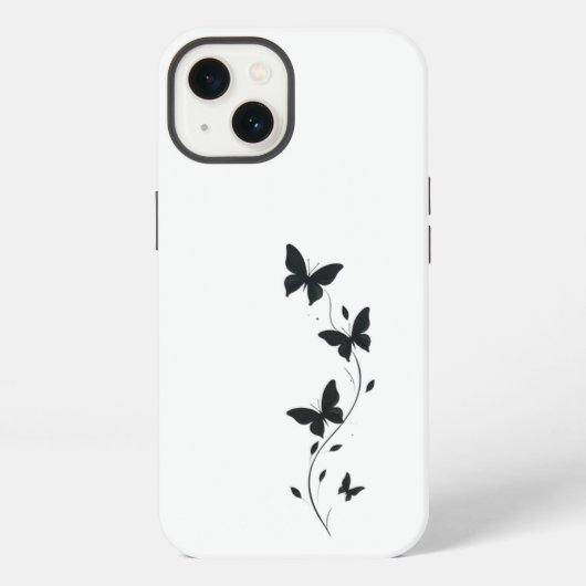 Etui iPhone 13 Papillons noirs simples (Verso)