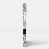 Etui iPhone 13 Parties scintillant gris argent faux pétille Monog (Côté gauche)