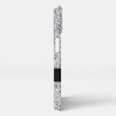 Etui iPhone 13 Parties scintillant gris argent faux pétille Monog (Côté droit)