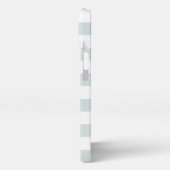 Etui iPhone 13 Pastel Mint Stripe Nouvelle Mme Nom Mariée (Côté gauche)