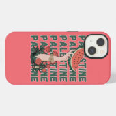 Etui iPhone 13 pastèque, fleurs et texte Palestine Répéter (Verso Horizontal)