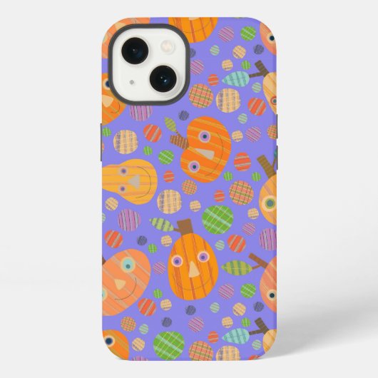 Etui iPhone 13 Patch de citrouilles violettes (Verso)