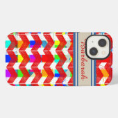 Etui iPhone 13 patterned red-chevron personalized (Verso Horizontal)